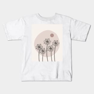 Minimalist Simple Abstract Pstel Pink Flower Garden  Design Kids T-Shirt